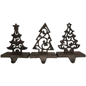 🎄 Transpac Stocking Hangers 6.75” Christmas Trees Cast Iron